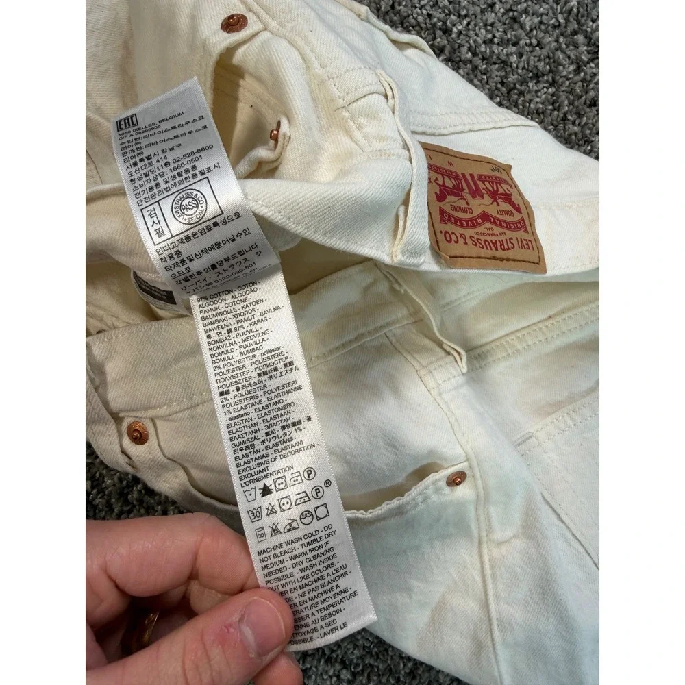 Levis 501 Original Shorts Womens 28 Beige Denim Button Fly